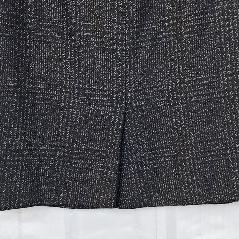 Vtg ANNE KLEIN 10 Wool Glen Plaid Midi Skirt Black Gray Tweed Skirt Pleated - Picture 4 of 5